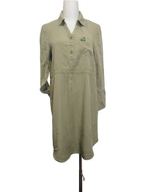 ☘️☘️☘️ Light Olive Green Button-Front Shirt Dress